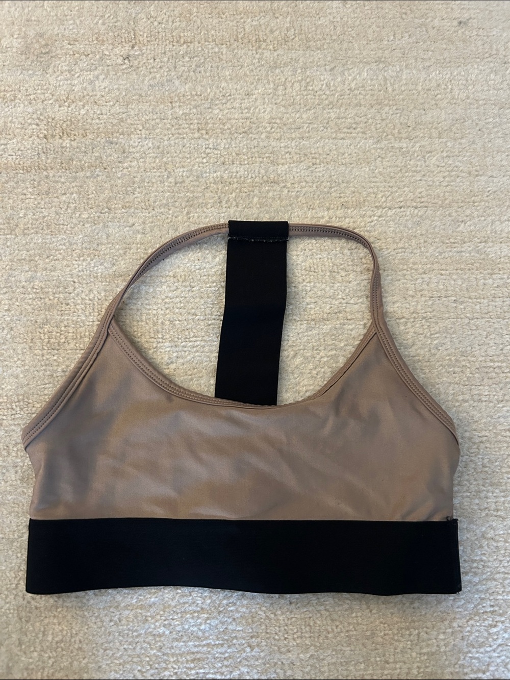 Noli Taupe and Black Racerback Sports Bra